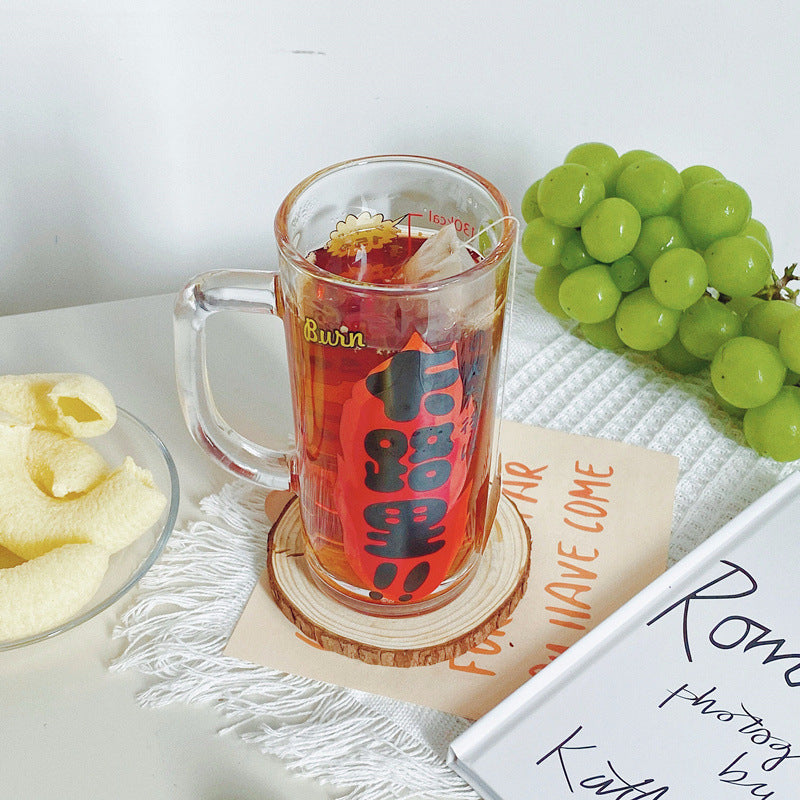 日式啤酒杯 燃燒卡路里啤酒杯 網紅牛奶杯 耐熱茶杯 搞怪啤酒杯 插畫風 大容量