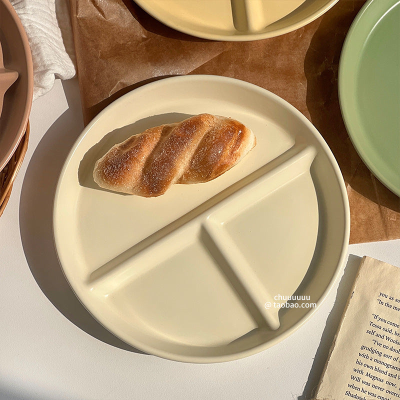 211餐盤 分隔定量盤 餐盤分格 圓形三格 陶瓷盤子 水果盤 陶瓷盤 三格盤