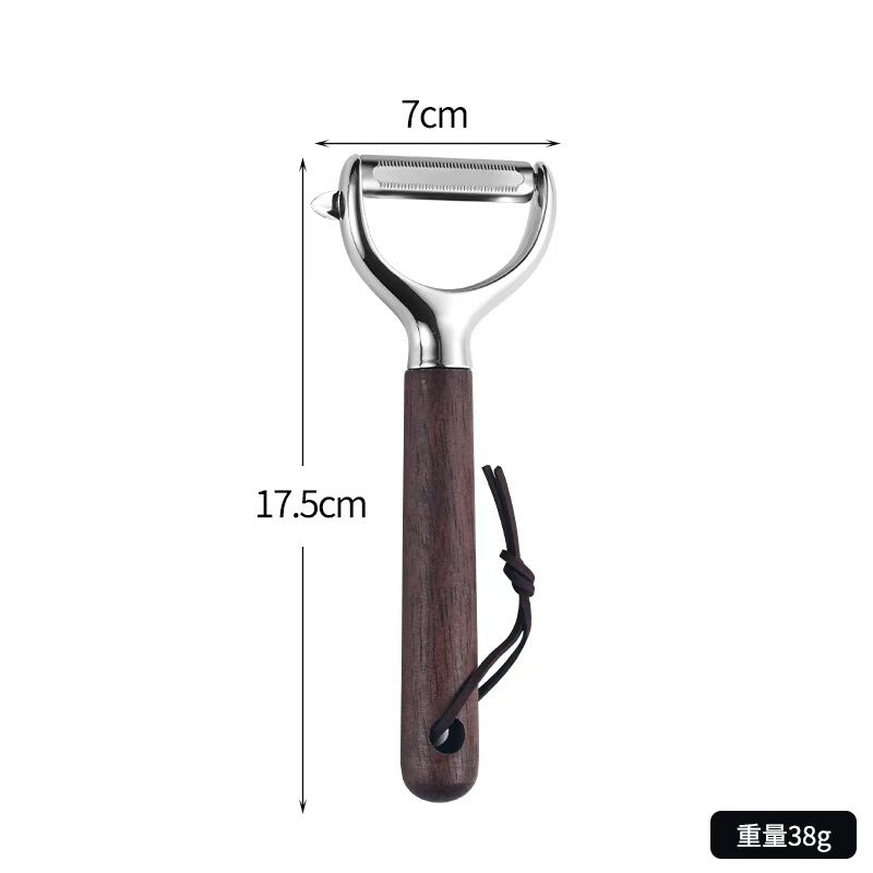 工業風不銹鋼削皮刀 家用多功能木柄削皮器 刨刀切絲刀
