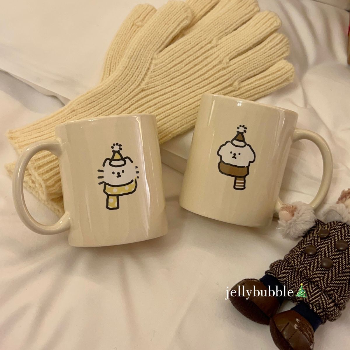 好宅選品 🏠 ins 情侶對杯 圍巾小貓 小狗 企鵝 陶瓷杯 早餐杯 馬克杯 生日禮物