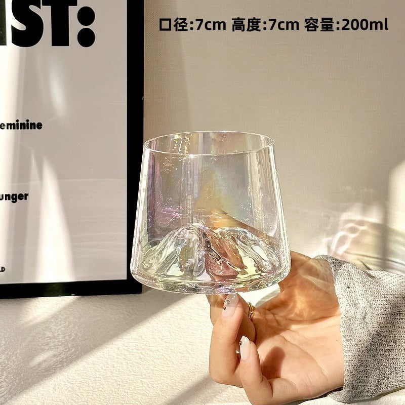日式富士造型杯 高級感玻璃杯 小眾設計洋酒杯 威士忌杯 咖啡杯 冰山杯 玻璃杯 水杯