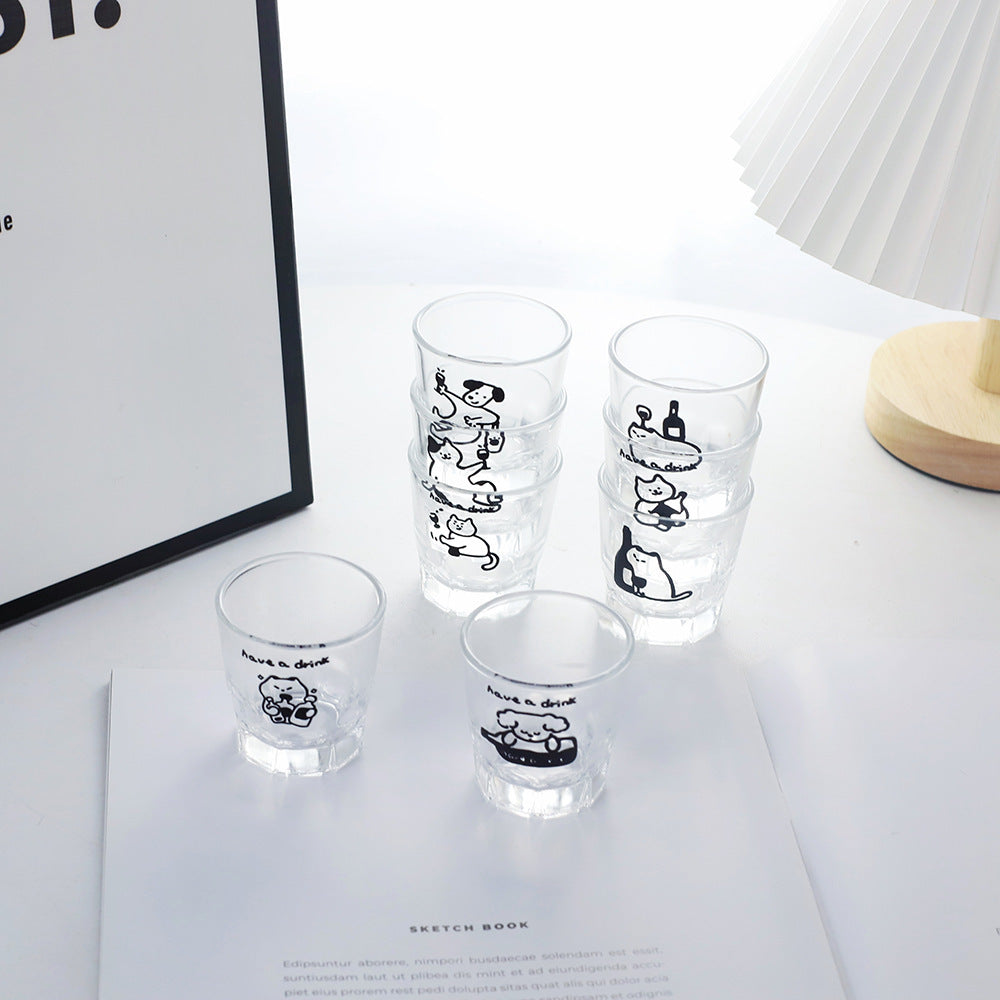 好宅選品 🏠 ins風小酒杯 燒酒杯 玻璃杯 簡約插圖 清酒杯