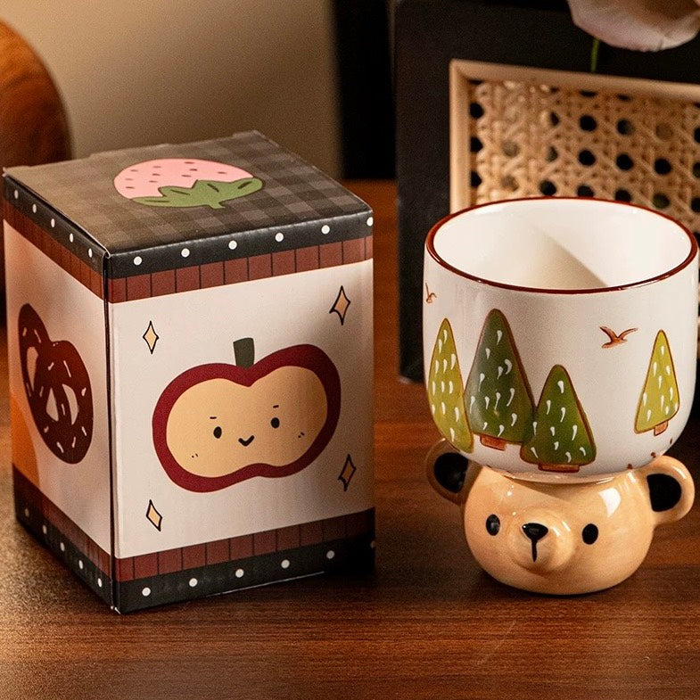 好宅選品 🏠 小熊手握杯 陶瓷杯 水杯 蘋果 聖誕樹 高腳杯 馬克杯 禮物 釉下彩