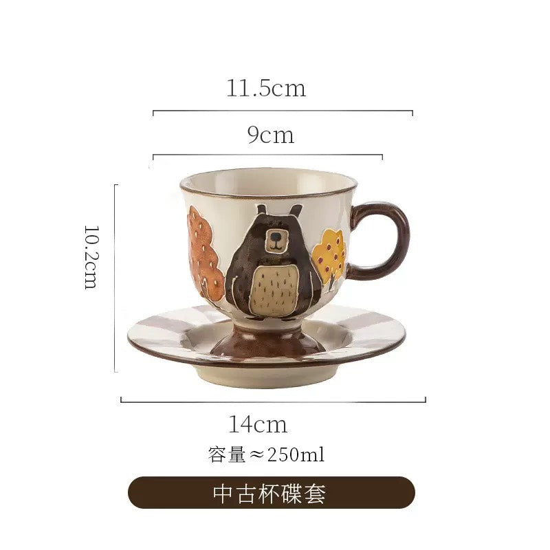 好宅現貨 🏠 熊趣森林 陶瓷 碗盤 餐具 器皿 雙耳碗 魚盤 飯碗 醬料碟 調料碟 釉上彩 早餐碗