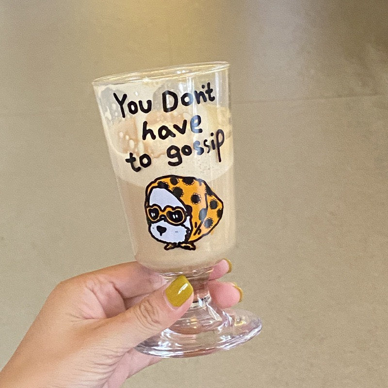 好宅選品 🏠 復古風 高腳杯 小花 碎花 頭巾小狗 帽衫小狗 浪漫 牛奶杯 飲料杯