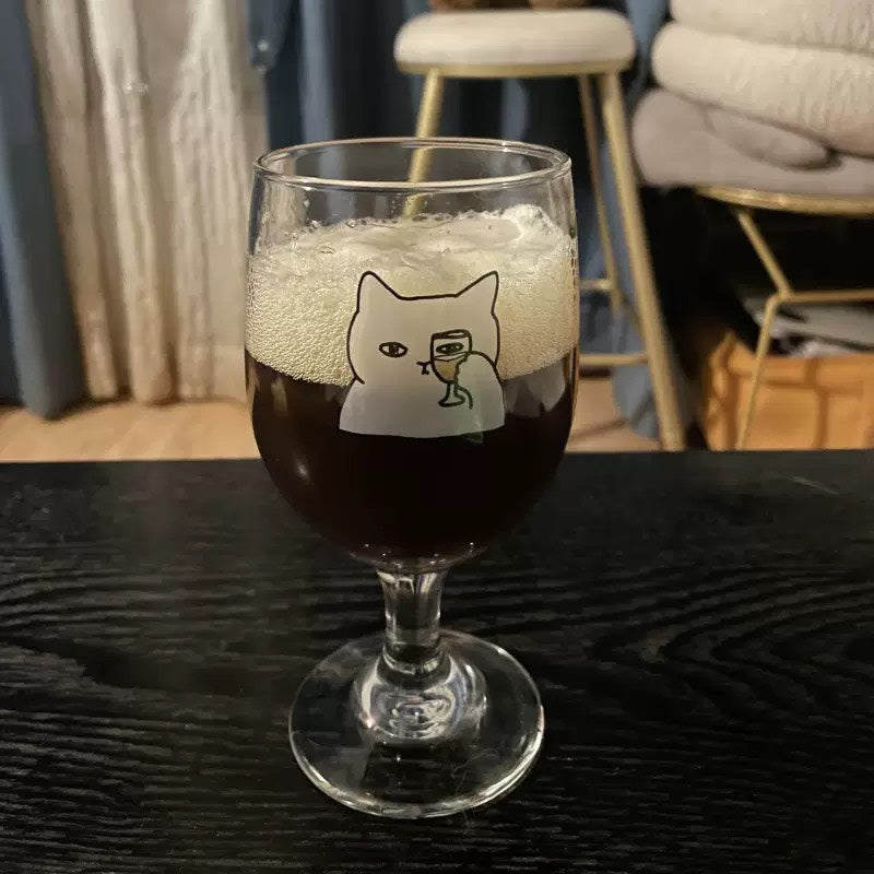 好宅選品 🏠 韓式 小貓 小狗 玻璃 啤酒杯 高腳杯 耐熱 可愛