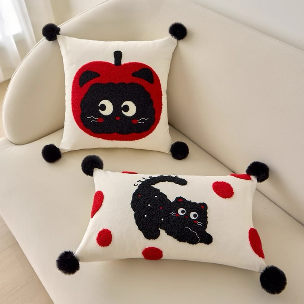 好宅選品 🏠【刺繡抱枕】喵喵悠果 枕套 PP棉 抱抱絨 刺繡 枕頭 午睡枕 長形枕 沙發枕