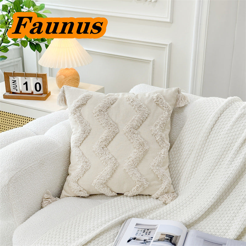 ins 波西米亞 簇絨圈絨帆布刺繡 客廳抱枕 沙發靠枕靠墊