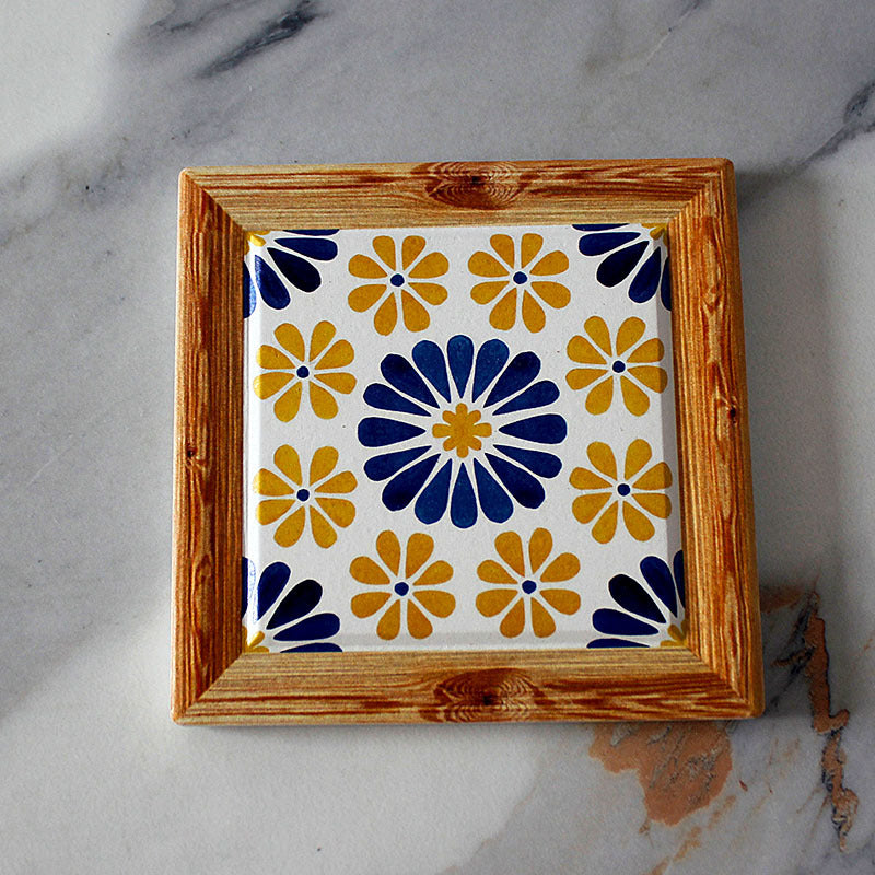 好宅選品 🏠 波希米亞 方形復古杯墊 隔熱墊 花磚 陶瓷咖啡杯墊 桌面裝飾品