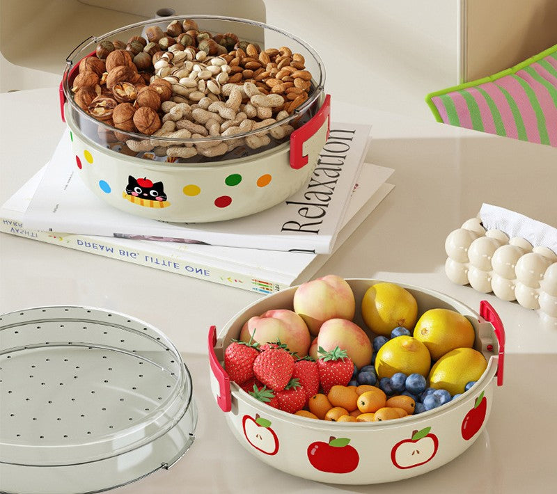 好宅選品 🏠 多巴胺撞色水果盤 洗菜盆 瀝水籃 雙層水果盤 零食盒 零食盤 保鮮盒 乾果盤