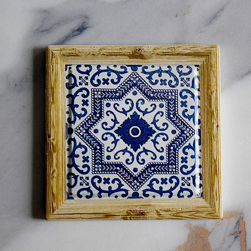 好宅選品 🏠 波希米亞 方形復古杯墊 隔熱墊 花磚 陶瓷咖啡杯墊 桌面裝飾品