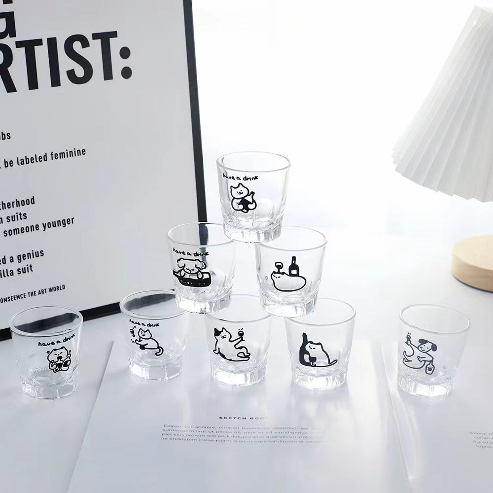 好宅選品 🏠 ins風小酒杯 燒酒杯 玻璃杯 簡約插圖 清酒杯