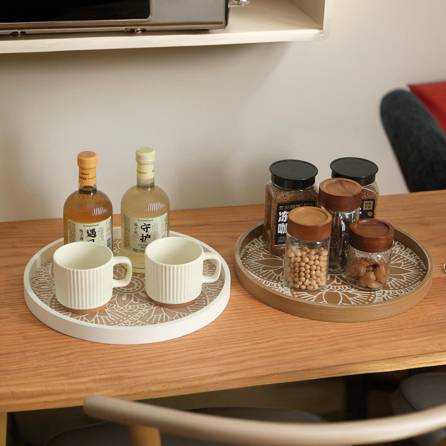 好宅選品 🏠 木質圖騰托盤 收納置物托盤 歐式復古 擺飾 木盤 裝飾盤