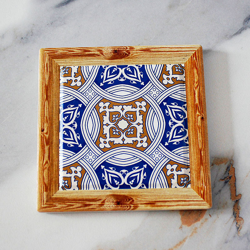 好宅選品 🏠 波希米亞 方形復古杯墊 隔熱墊 花磚 陶瓷咖啡杯墊 桌面裝飾品