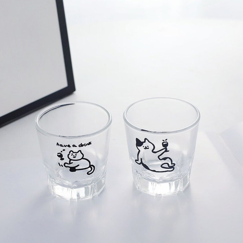 好宅選品 🏠 ins風小酒杯 燒酒杯 玻璃杯 簡約插圖 清酒杯