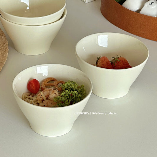 簡約斗笠碗 湯碗陶 瓷飯碗 米白韓系ins 碗具 湯碗