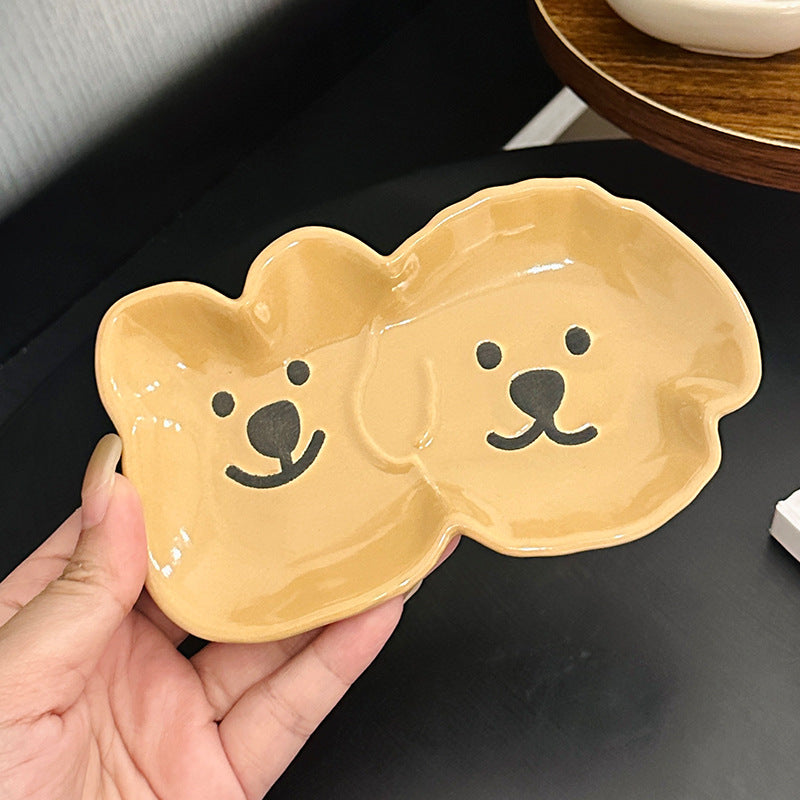 好宅選品 🏠 捲毛狗狗 調味料碟 沾料碟 調味碟 醬油醋碟 復古 陶瓷 釉下彩碟子