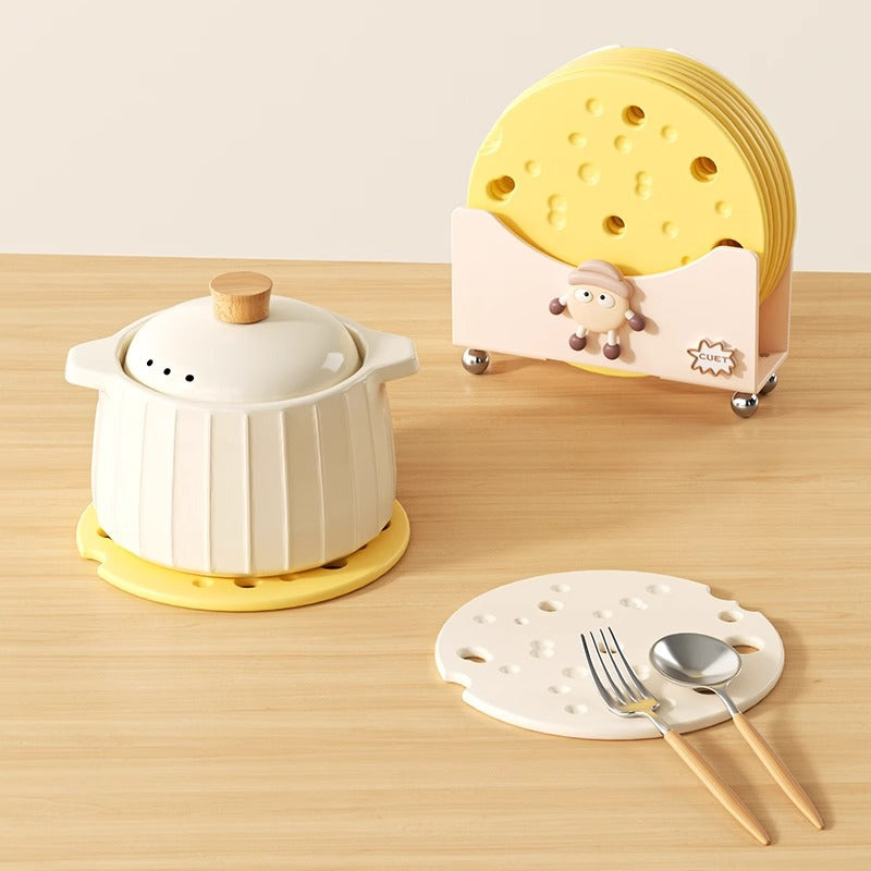 好宅選品 🏠 芝士造型隔熱墊 乳酪矽膠隔熱墊 餐桌防燙墊 奶油風 鍋碗墊 餐盤墊子 耐高溫