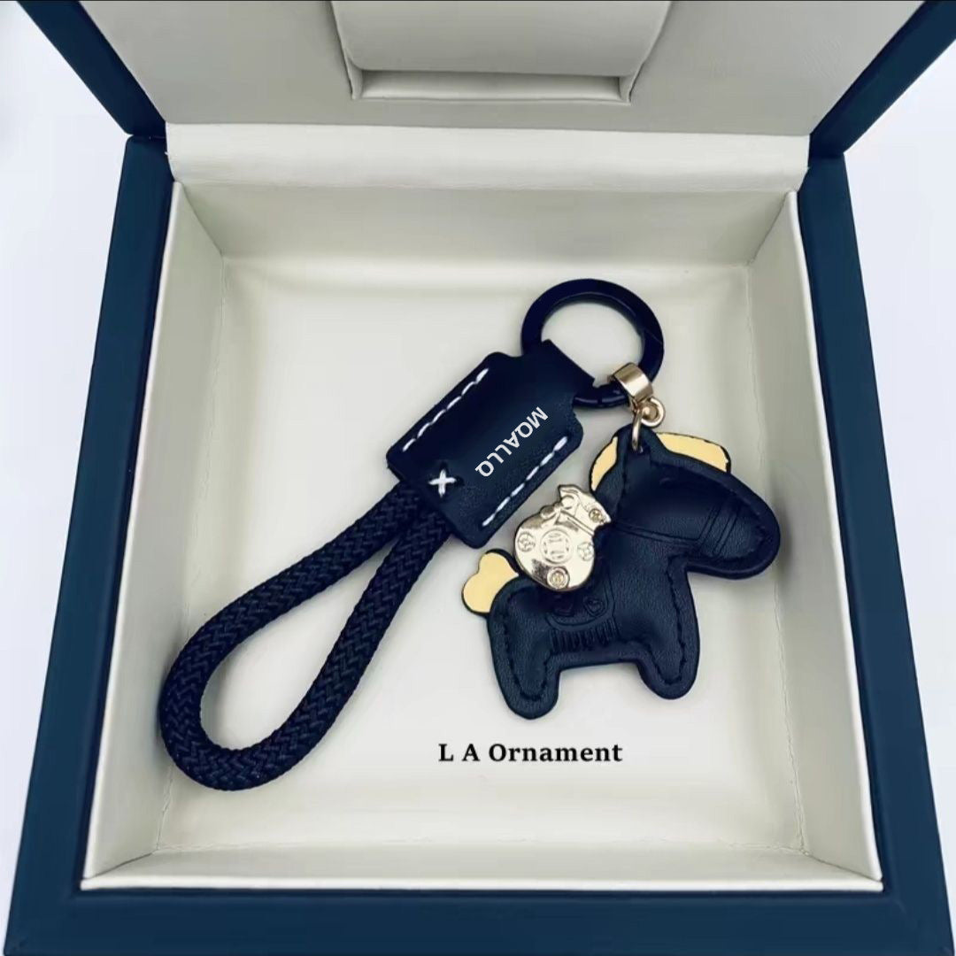 馬上有錢 手工牛皮汽車鑰匙圈掛件 精緻簡約 個性男女 情侶鑰匙圈掛繩