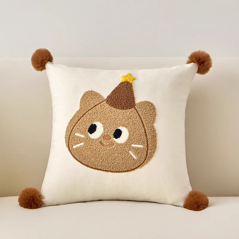 好宅選品 🏠【刺繡抱枕】喵喵悠果 枕套 PP棉 抱抱絨 刺繡 枕頭 午睡枕 長形枕 沙發枕