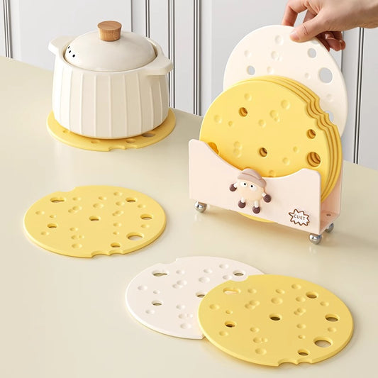 好宅選品 🏠 芝士造型隔熱墊 乳酪矽膠隔熱墊 餐桌防燙墊 奶油風 鍋碗墊 餐盤墊子 耐高溫