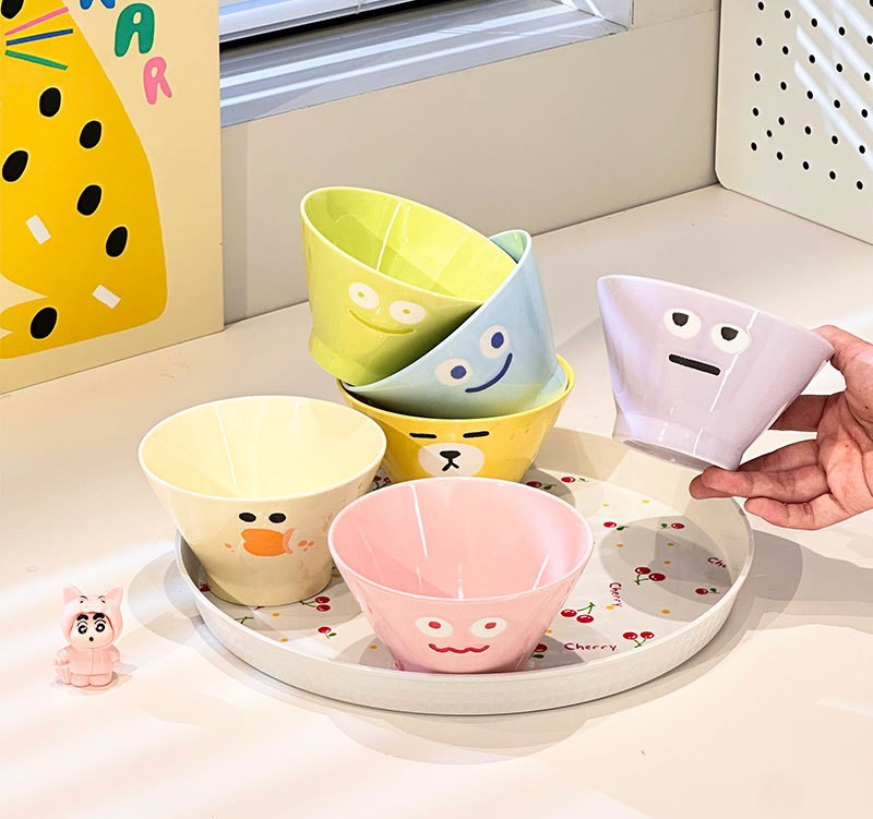 好宅選品 🏠 表情包 陶瓷飯碗 餐具 斗笠碗 防燙 飯碗 沙拉碗 一家人飯碗