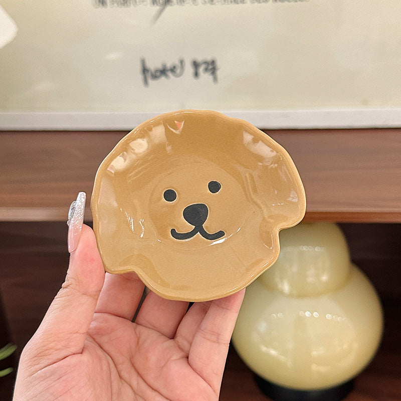 好宅選品 🏠 捲毛狗狗 調味料碟 沾料碟 調味碟 醬油醋碟 復古 陶瓷 釉下彩碟子