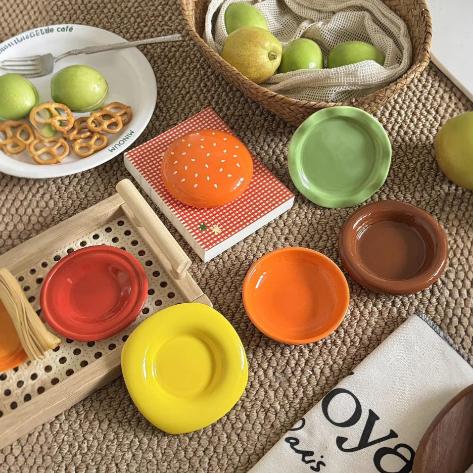 好宅選品 🏠 漢堡 陶瓷調味碟 家用小碟餐具組 廚房多用沾料碟 醬油碟 調料盤