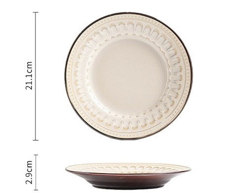 好宅選品 🏠 美式復古餐具組 飯碗 平盤 歐式陶瓷 西餐盤 餐具碗碟套裝 深盤 淺盤