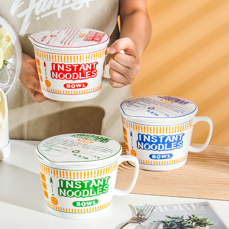 好宅選品 🏠 日式創意泡麵碗 大容量 手柄泡麵杯 陶瓷 大碗 可微波