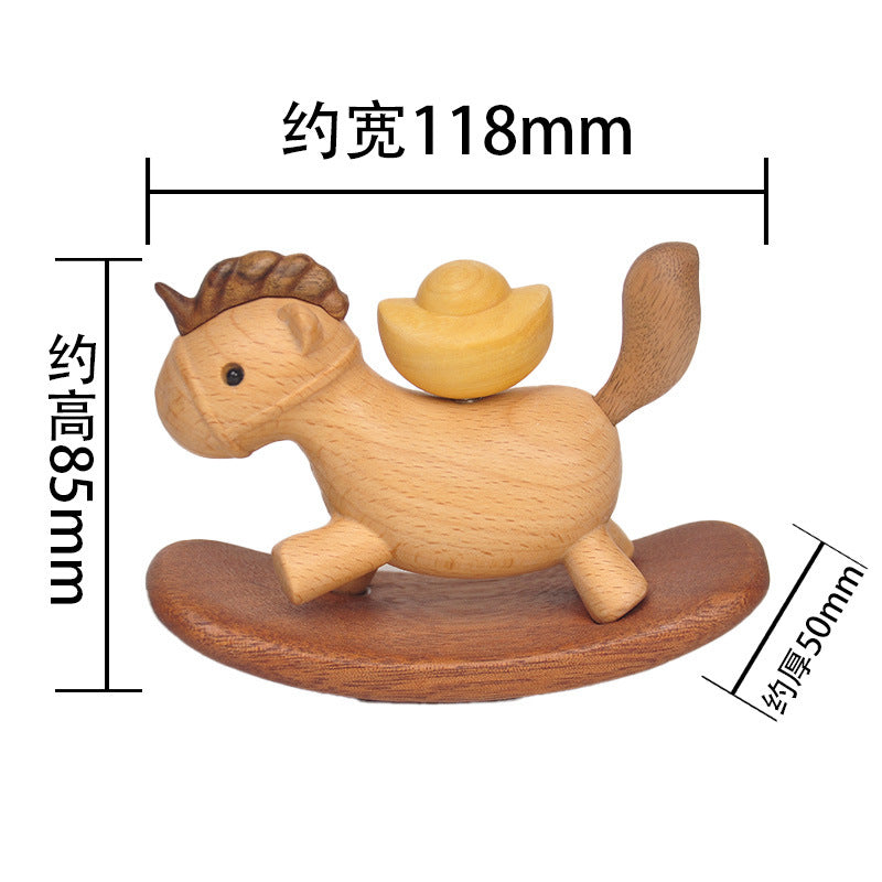 好宅選品 🏠 馬上發財 馬上有錢 櫸木搖搖木馬 掛件木雕小馬 擺飾 木藝裝飾品 馬年禮物 馬年擺飾