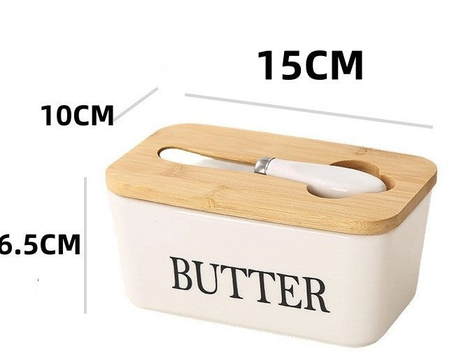 好宅選品 🏠長方形 陶瓷奶油盒 密封罐 奶油刀 西式 家用起司盒