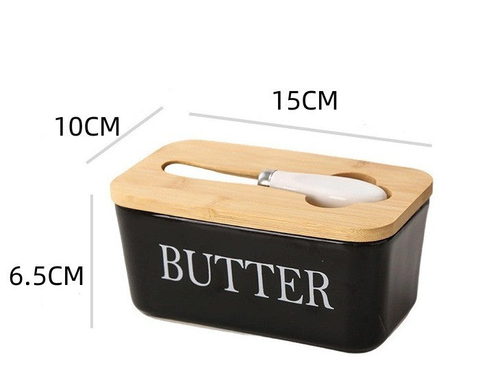 好宅選品 🏠長方形 陶瓷奶油盒 密封罐 奶油刀 西式 家用起司盒