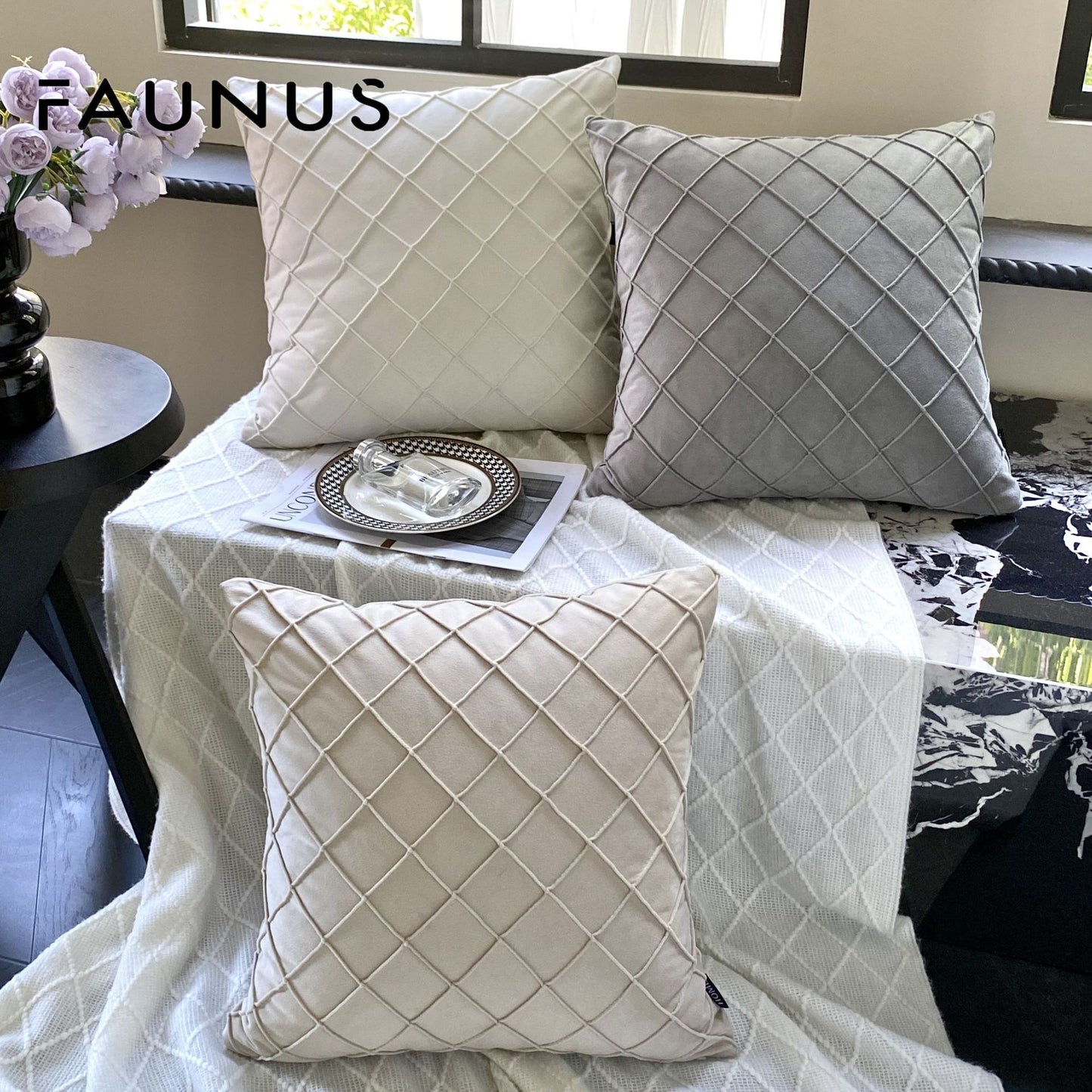 ins 波西米亞 簇絨圈絨帆布刺繡 客廳抱枕 沙發靠枕靠墊