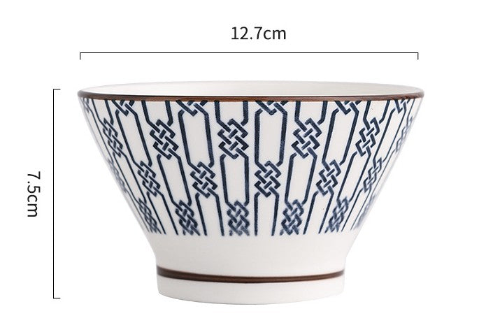 好宅選品 🏠 日式圖騰陶瓷碗 斗笠碗 飯碗 釉下彩 器皿 湯碗 餐具