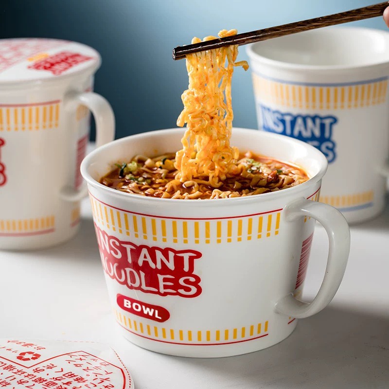 好宅選品 🏠 日式創意泡麵碗 大容量 手柄泡麵杯 陶瓷 大碗 可微波