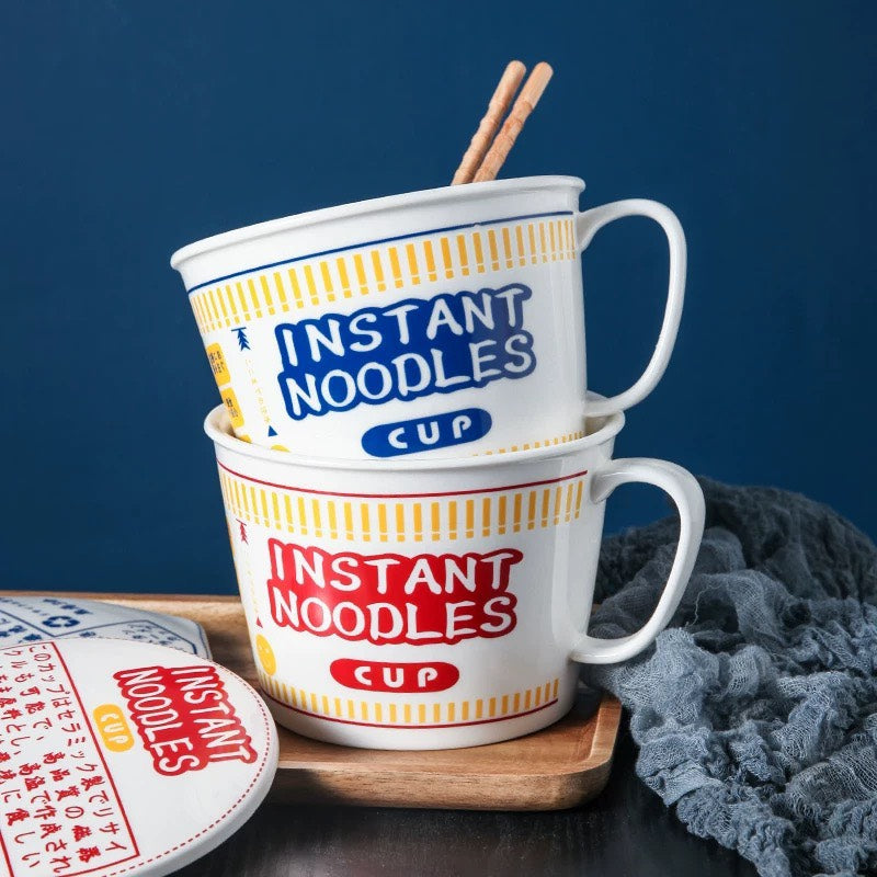 好宅選品 🏠 日式創意泡麵碗 大容量 手柄泡麵杯 陶瓷 大碗 可微波