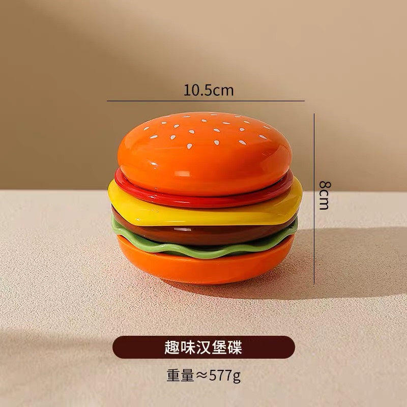 好宅選品 🏠 漢堡 陶瓷調味碟 家用小碟餐具組 廚房多用沾料碟 醬油碟 調料盤