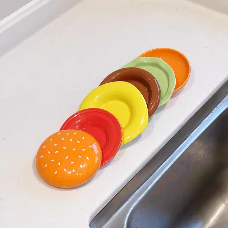 好宅選品 🏠 漢堡 陶瓷調味碟 家用小碟餐具組 廚房多用沾料碟 醬油碟 調料盤