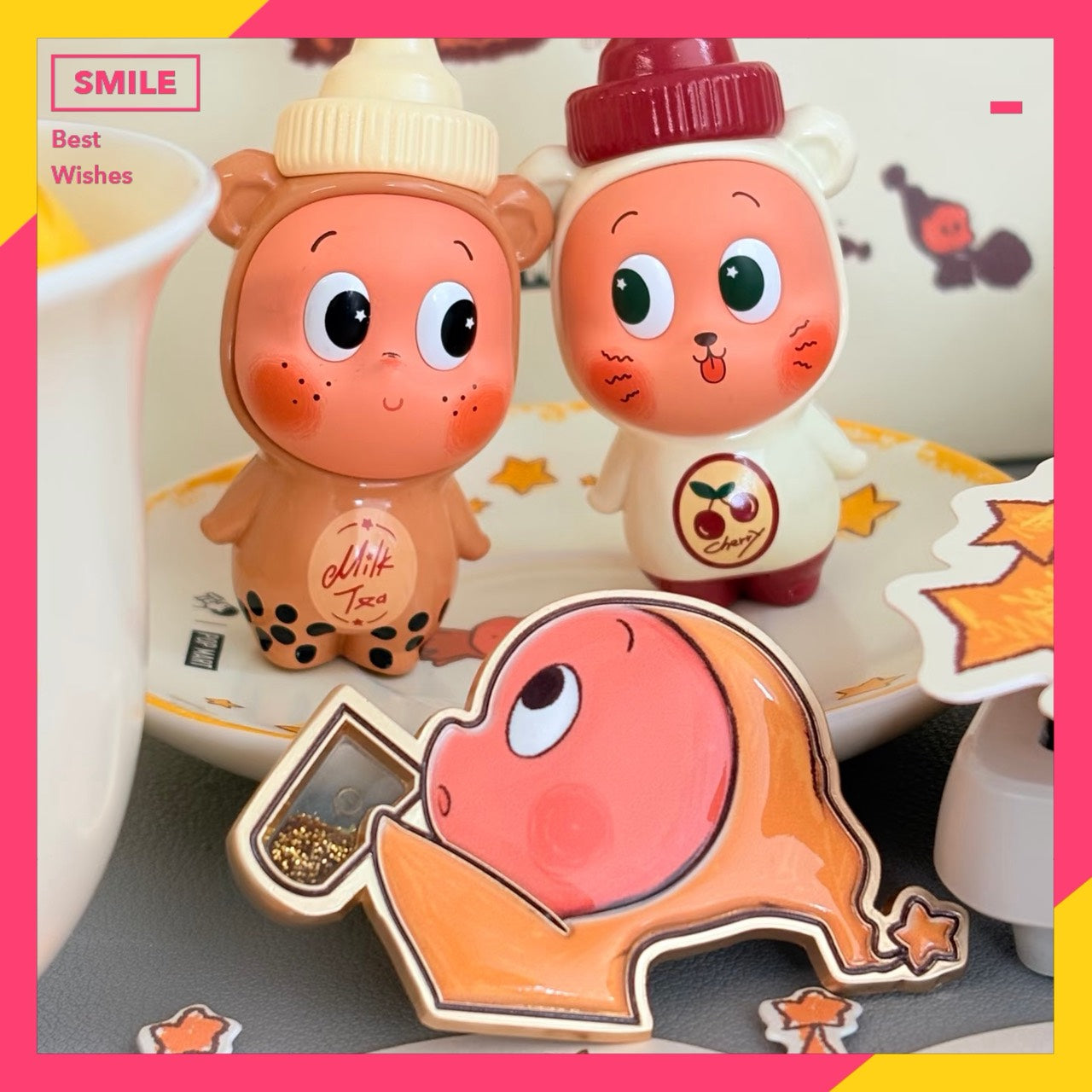 快速預購⚡星星人 珍珠奶茶 & 櫻桃冰茶 喜茶聯名 徽章 茶瓶款 舉杯款 積分兌換 萌粒 泡泡瑪特 popmart 公仔 吊卡