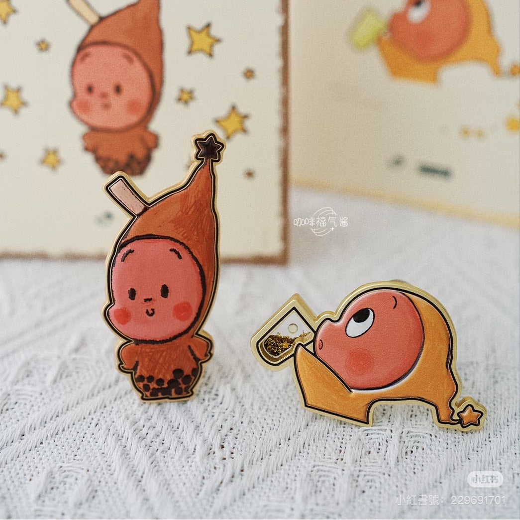 快速預購⚡星星人 珍珠奶茶 & 櫻桃冰茶 喜茶聯名 徽章 茶瓶款 舉杯款 積分兌換 萌粒 泡泡瑪特 popmart 公仔 吊卡