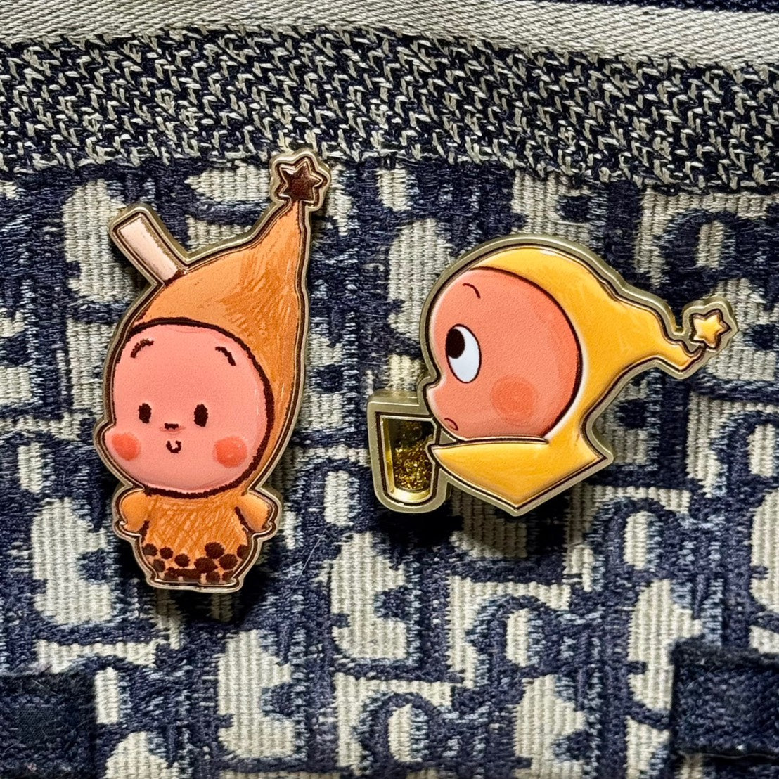 快速預購⚡星星人 珍珠奶茶 & 櫻桃冰茶 喜茶聯名 徽章 茶瓶款 舉杯款 積分兌換 萌粒 泡泡瑪特 popmart 公仔 吊卡