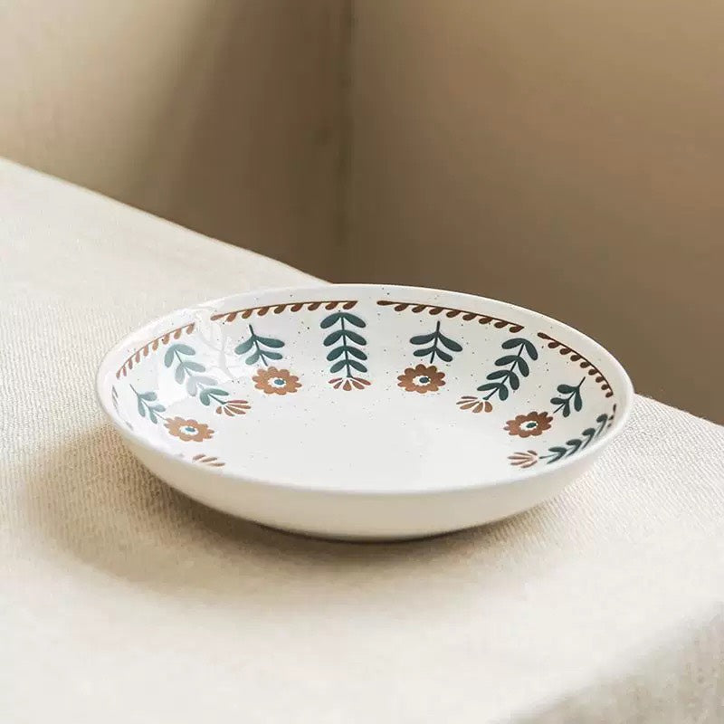 好宅選品 🏠 復古小花系列 深盤 淺盤 方盤 日式浮雕 沙拉盤 花形碟4英吋 甜穗 骨碟 點心碟