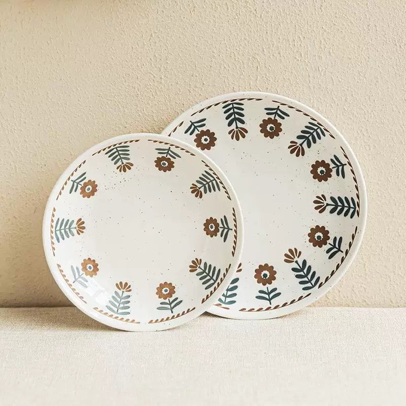 好宅選品 🏠 復古小花系列 深盤 淺盤 方盤 日式浮雕 沙拉盤 花形碟4英吋 甜穗 骨碟 點心碟