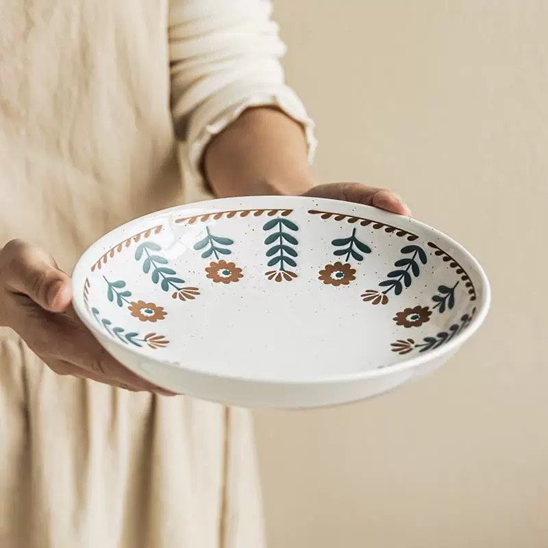 好宅選品 🏠 復古小花系列 深盤 淺盤 方盤 日式浮雕 沙拉盤 花形碟4英吋 甜穗 骨碟 點心碟