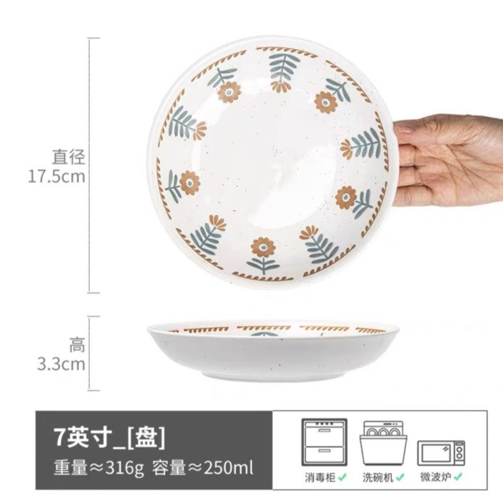 好宅選品 🏠 復古小花系列 深盤 淺盤 方盤 日式浮雕 沙拉盤 花形碟4英吋 甜穗 骨碟 點心碟