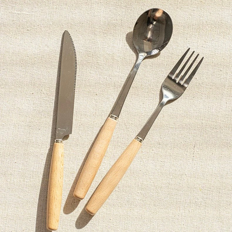好宅選品 🏠 木質手柄餐具 刀 叉 勺 湯匙 叉子 餐刀 簡約風 不鏽鋼 西餐餐具