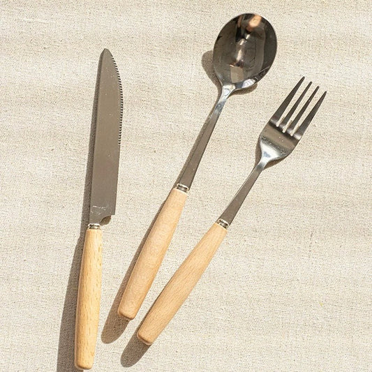 好宅選品 🏠 木質手柄餐具 刀 叉 勺 湯匙 叉子 餐刀 簡約風 不鏽鋼 西餐餐具