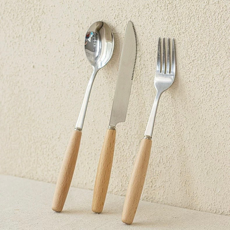 好宅選品 🏠 木質手柄餐具 刀 叉 勺 湯匙 叉子 餐刀 簡約風 不鏽鋼 西餐餐具