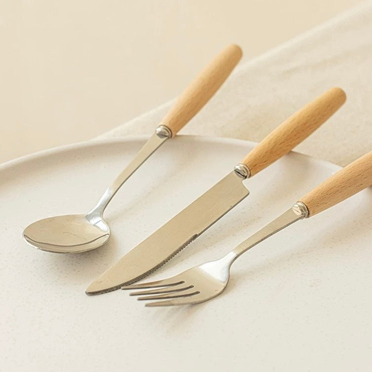 好宅選品 🏠 木質手柄餐具 刀 叉 勺 湯匙 叉子 餐刀 簡約風 不鏽鋼 西餐餐具